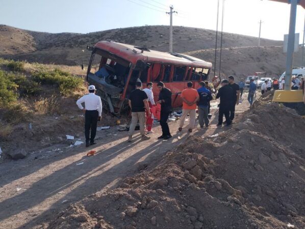 واژگونی اتوبوس زائران گیلانی در قزوین