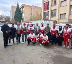 قدردانی ورزشکاران شهرستان البرز از نجاتگران هلال‌احمر قزوین